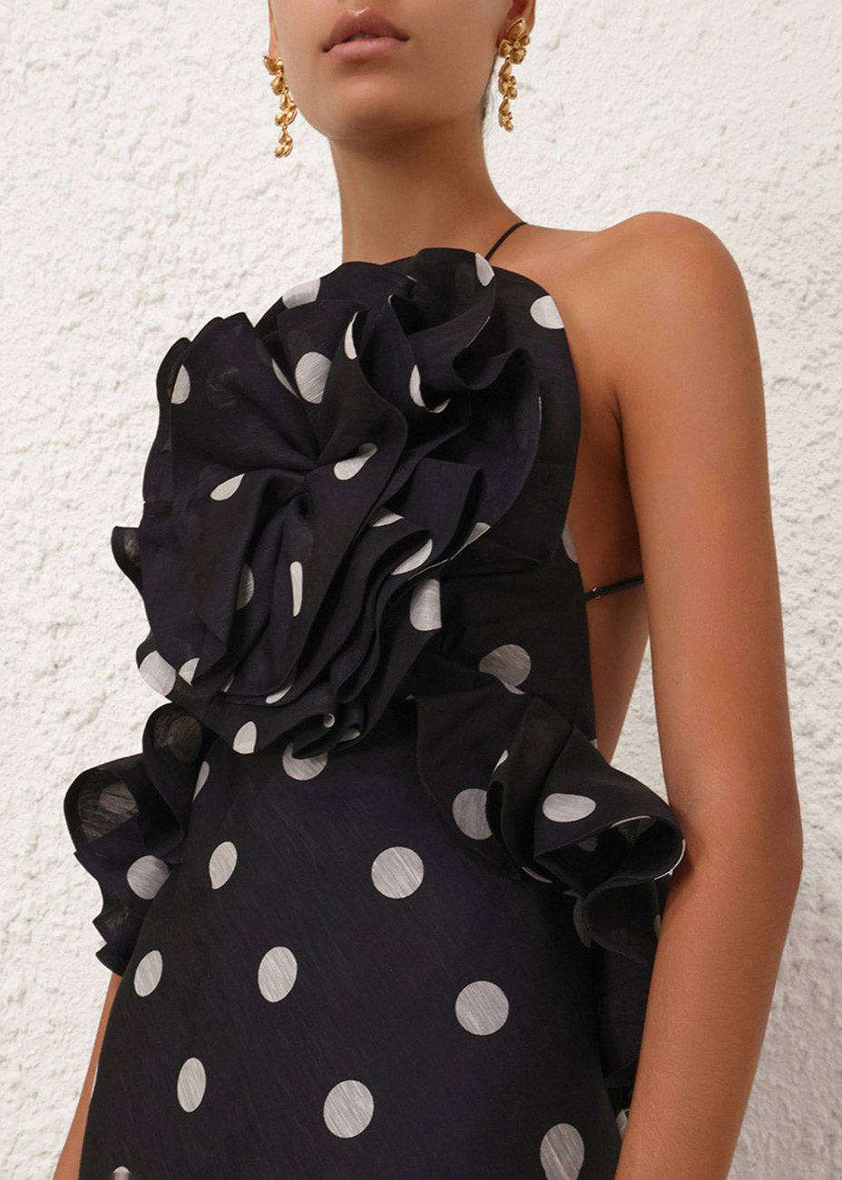 Zimmermann Crush Ruffle Halter Maxi Dress