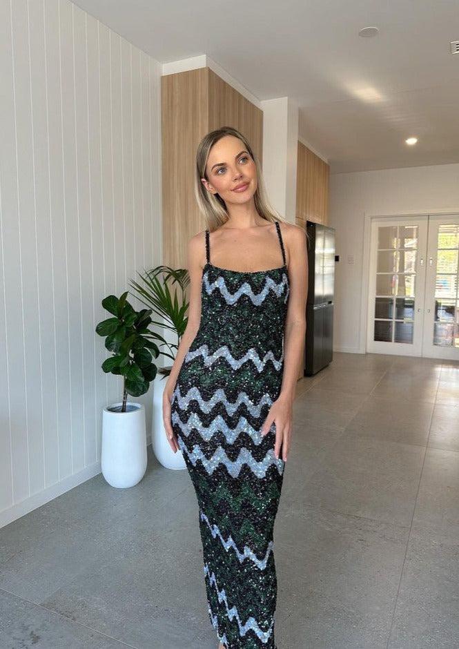 Rachel Gilbert Callum Midi Dress, Multi Sequin