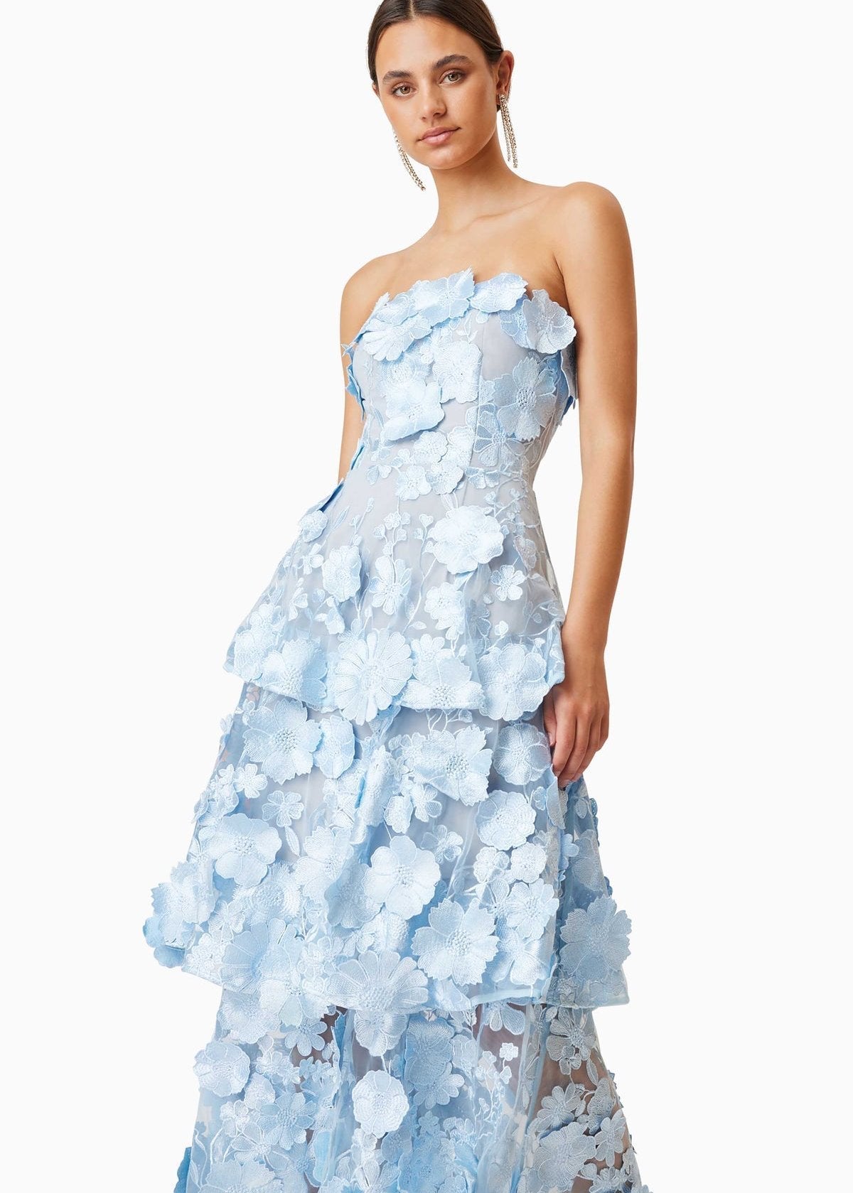 Elliatt Selene Maxi Tiered 3D Dress, Blue