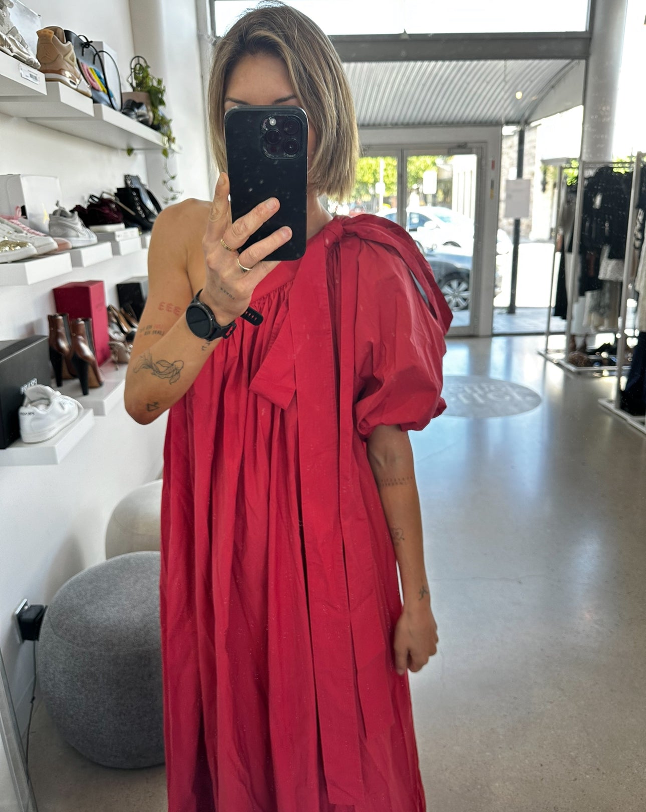 Oroton One Shoulder Dress, Red