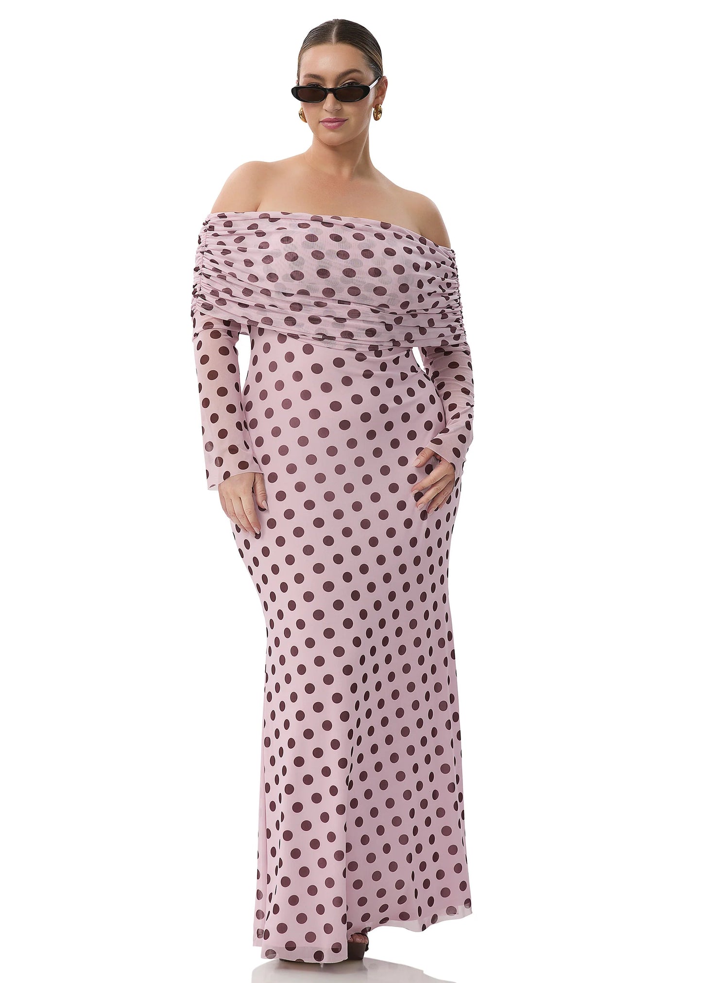 Thelma Dress in Birch Dot, Pink/Brown