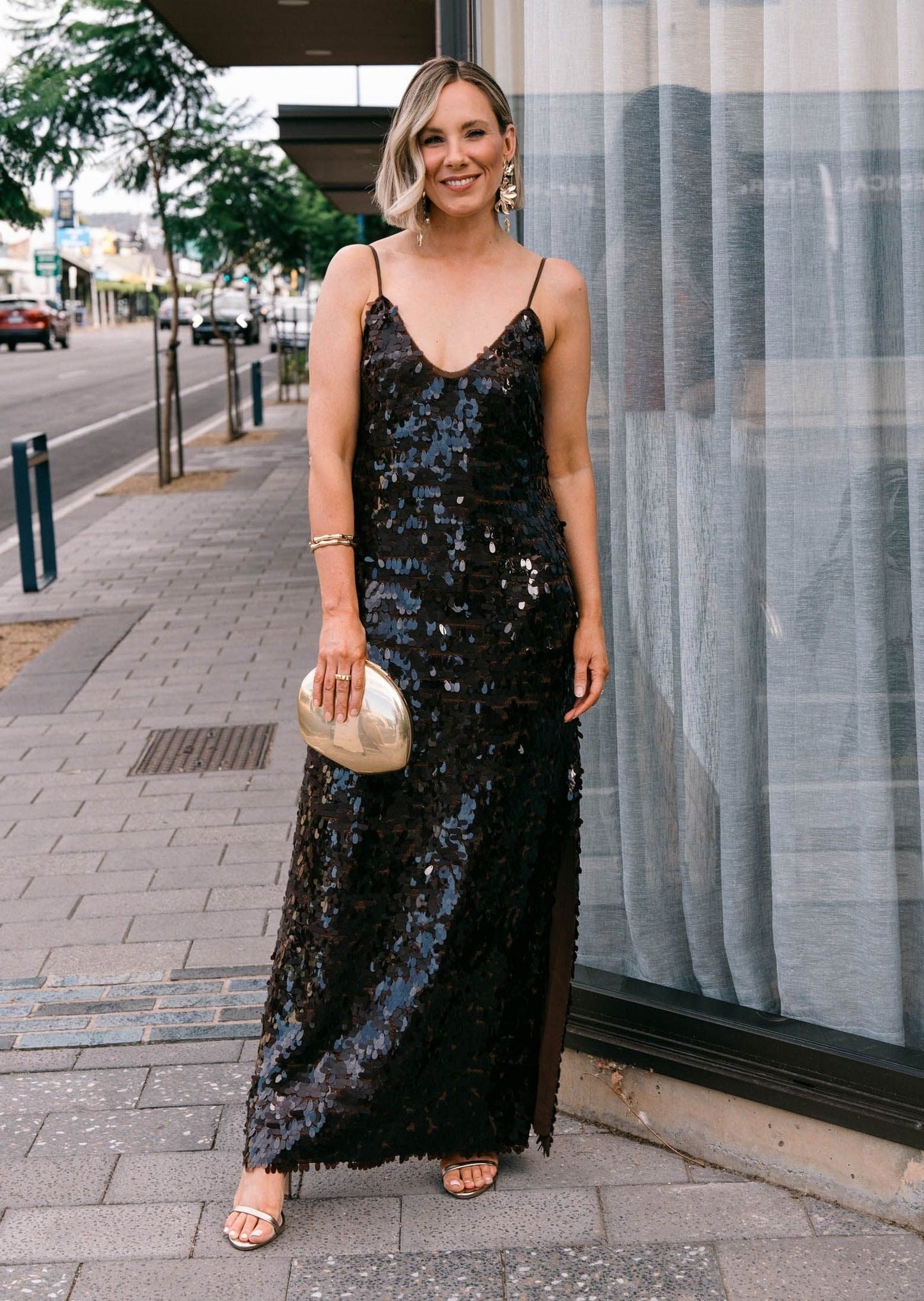 Alemais Geanie Sequin Gown, Brown