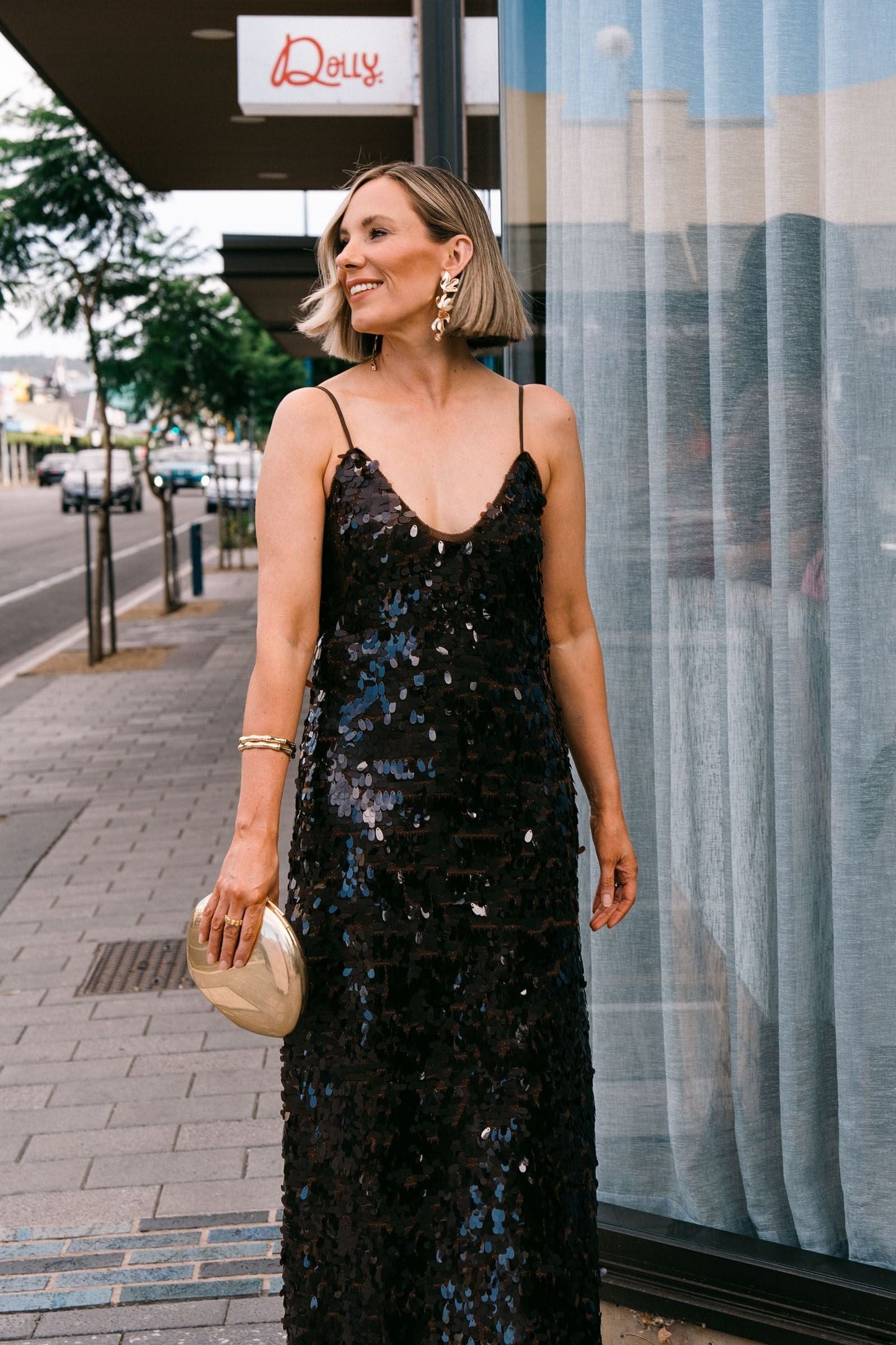 Alemais Geanie Sequin Gown, Brown