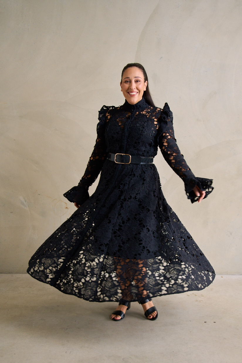 Leo Lin Aliyah Lace Butterfly Dress, Black