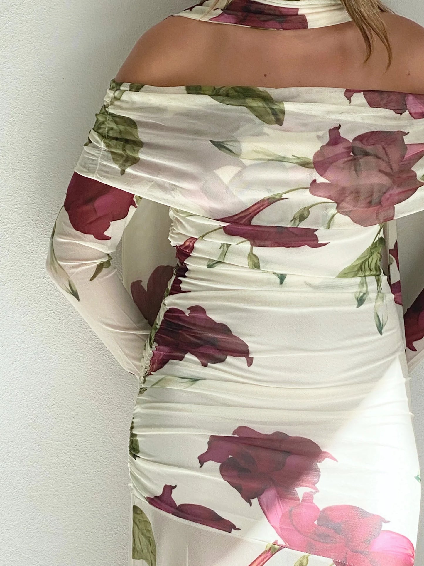 By Nicola Belle Maxi Dress in Bordeaux Flora
