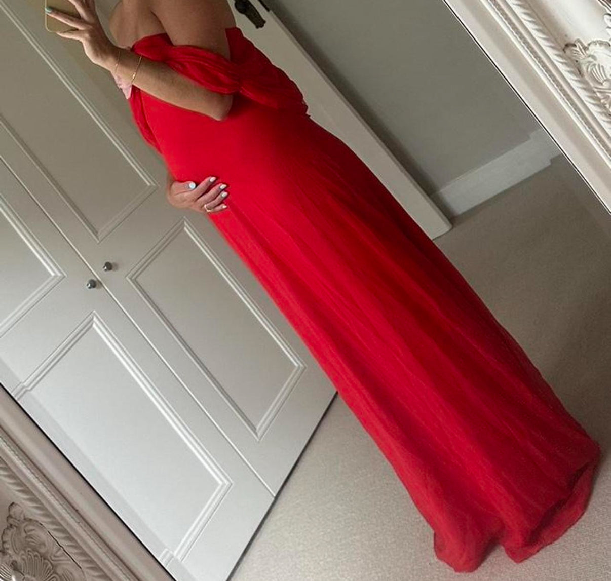 Bernadette Daffodil Crepe De Chine Gown, Red