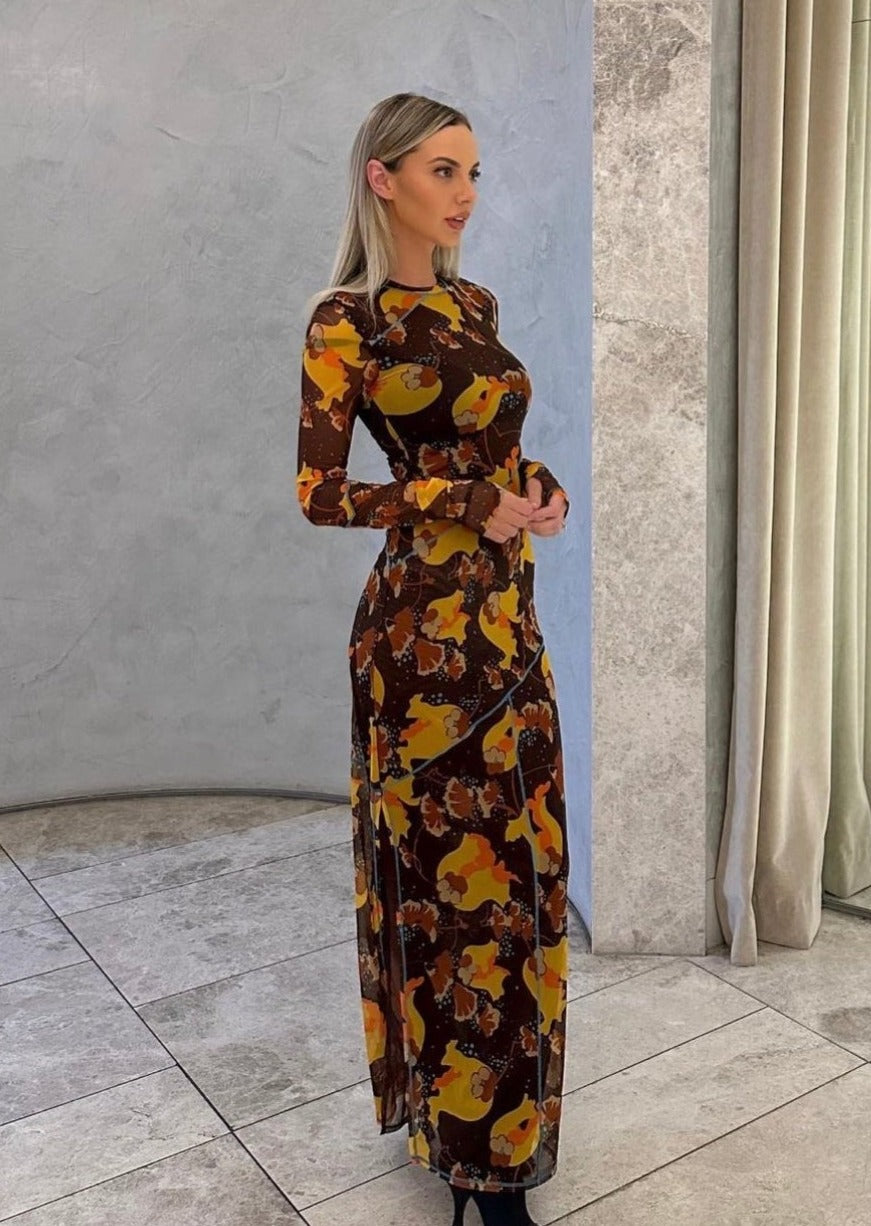 SIR Jacques Mesh Panelled Midi Dress