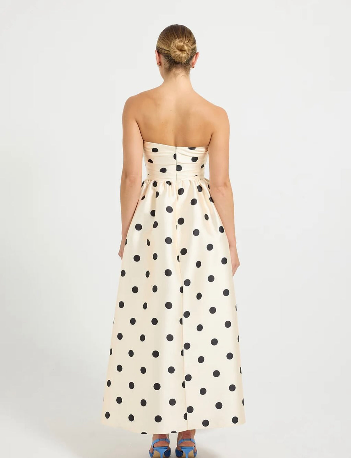 Dottie Strapless Midi, Cream/Black