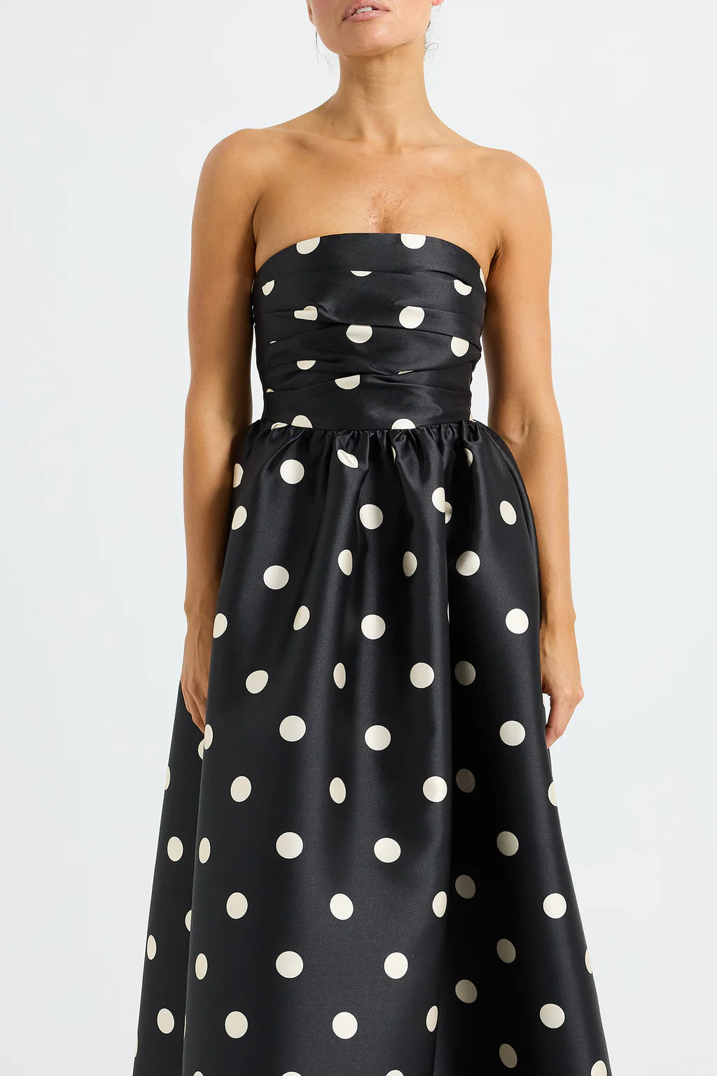 Dottie Strapless Midi, Black/White