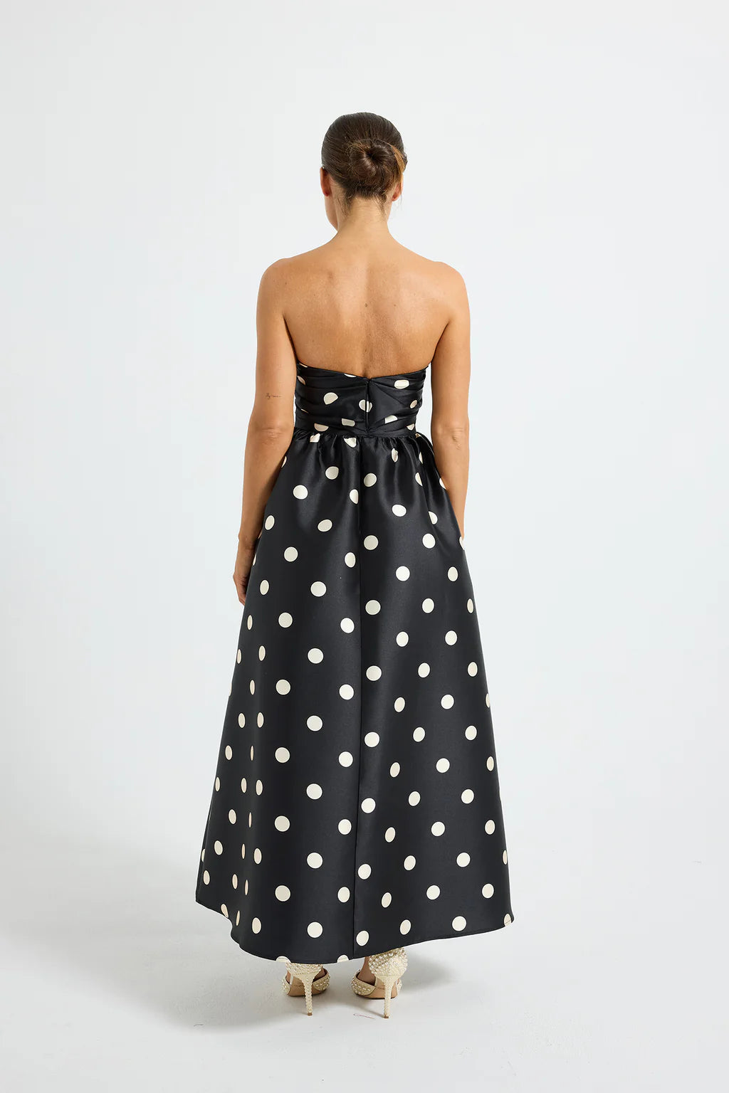 Dottie Strapless Midi, Black/White