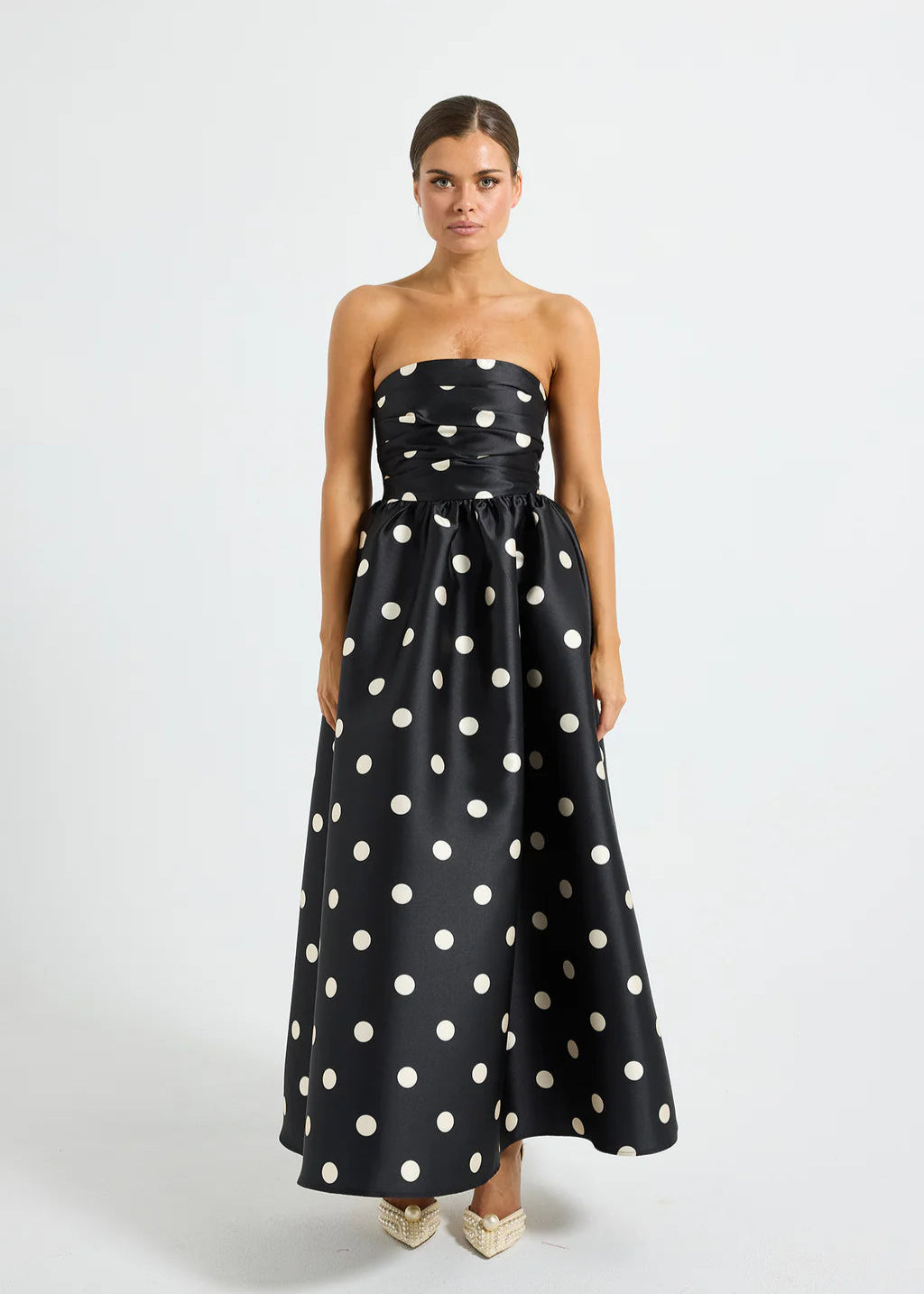 Dottie Strapless Midi, Black/White