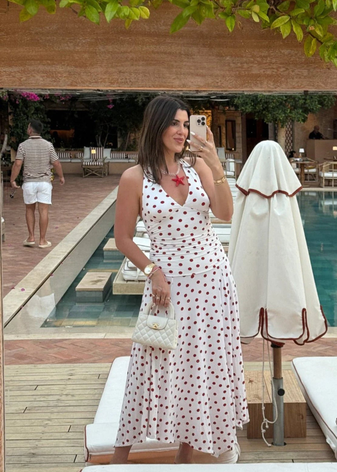 Paris Midi Dress Red Polka Dot