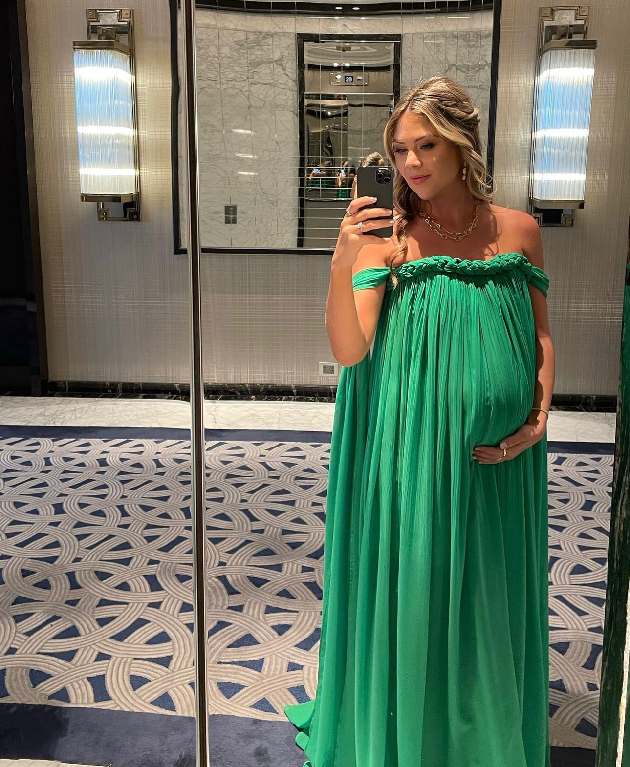 Leo Lin Camilla Draped Floor Length Dress, Jade