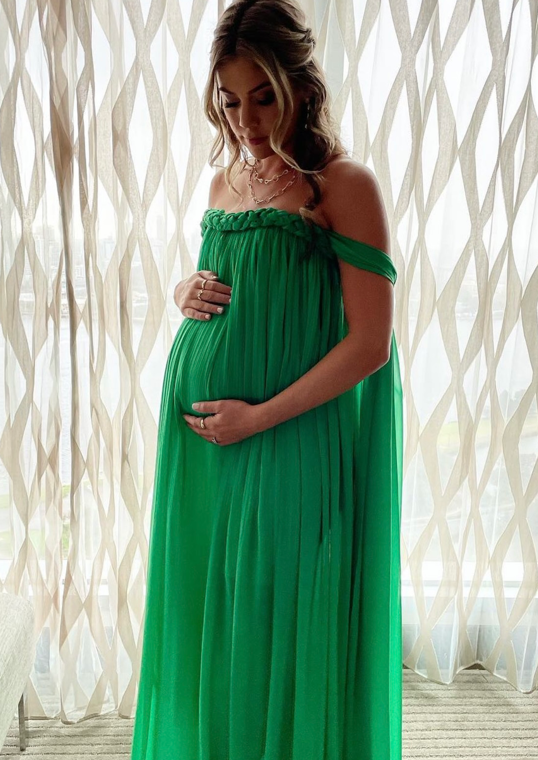 Leo Lin Camilla Draped Floor Length Dress, Jade