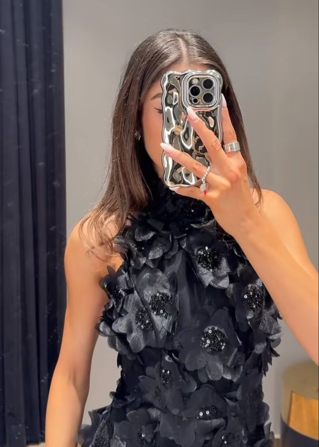 Elliatt Cherry Blossom Mini Dress in Black