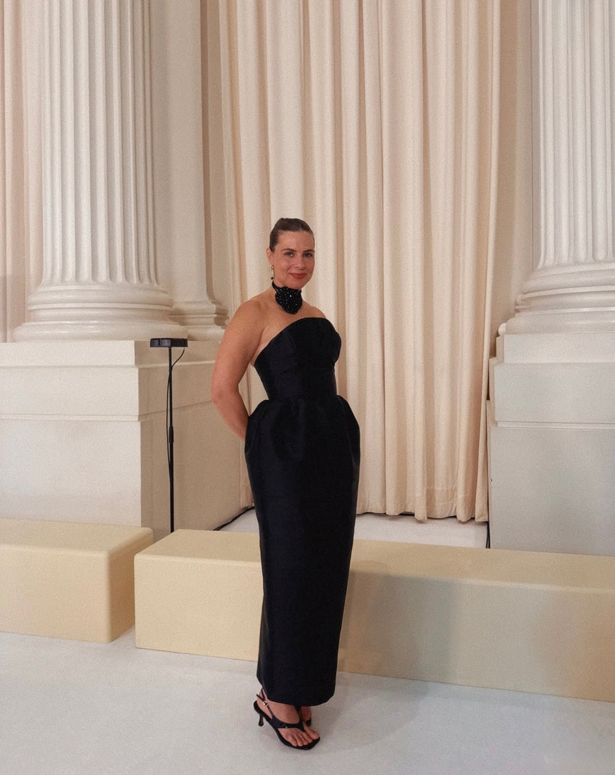 Effie Kats Curved Strapless Maxi Dress