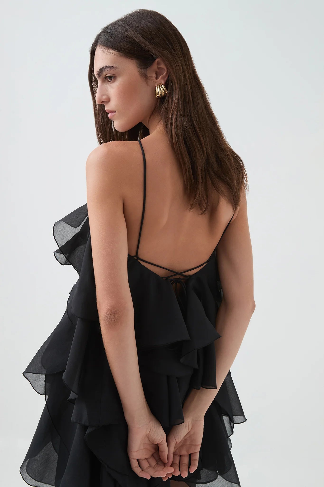 Aje Pandorea Layered Mini Dress, Black