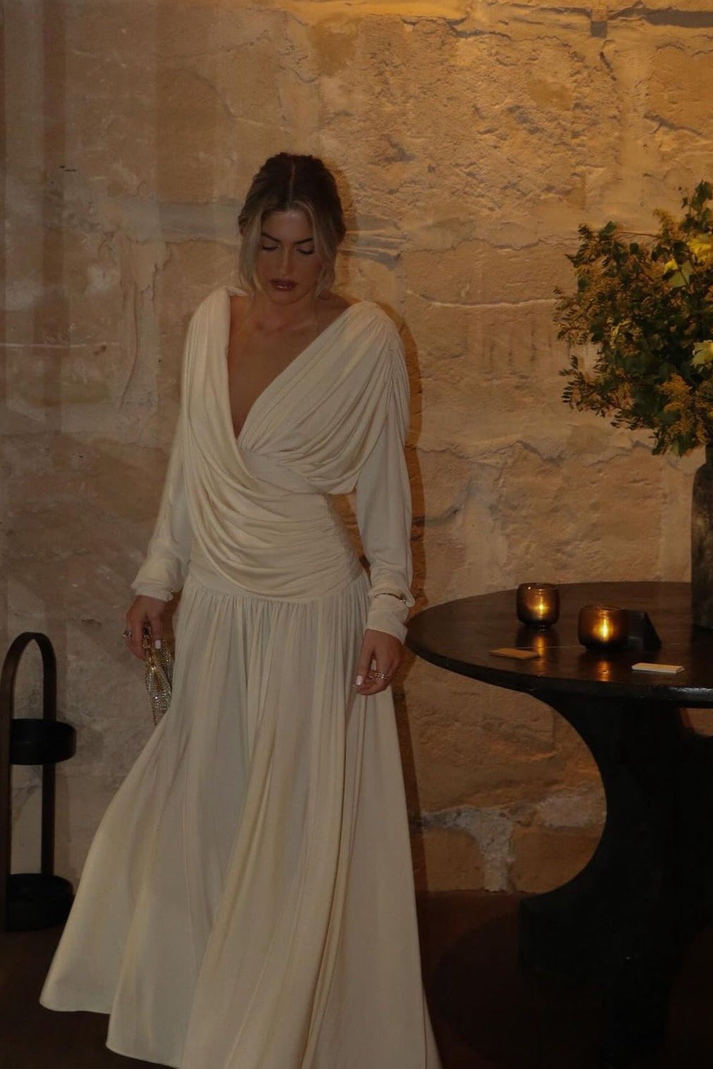 Amyshehab Long Sleeve Drape Dress