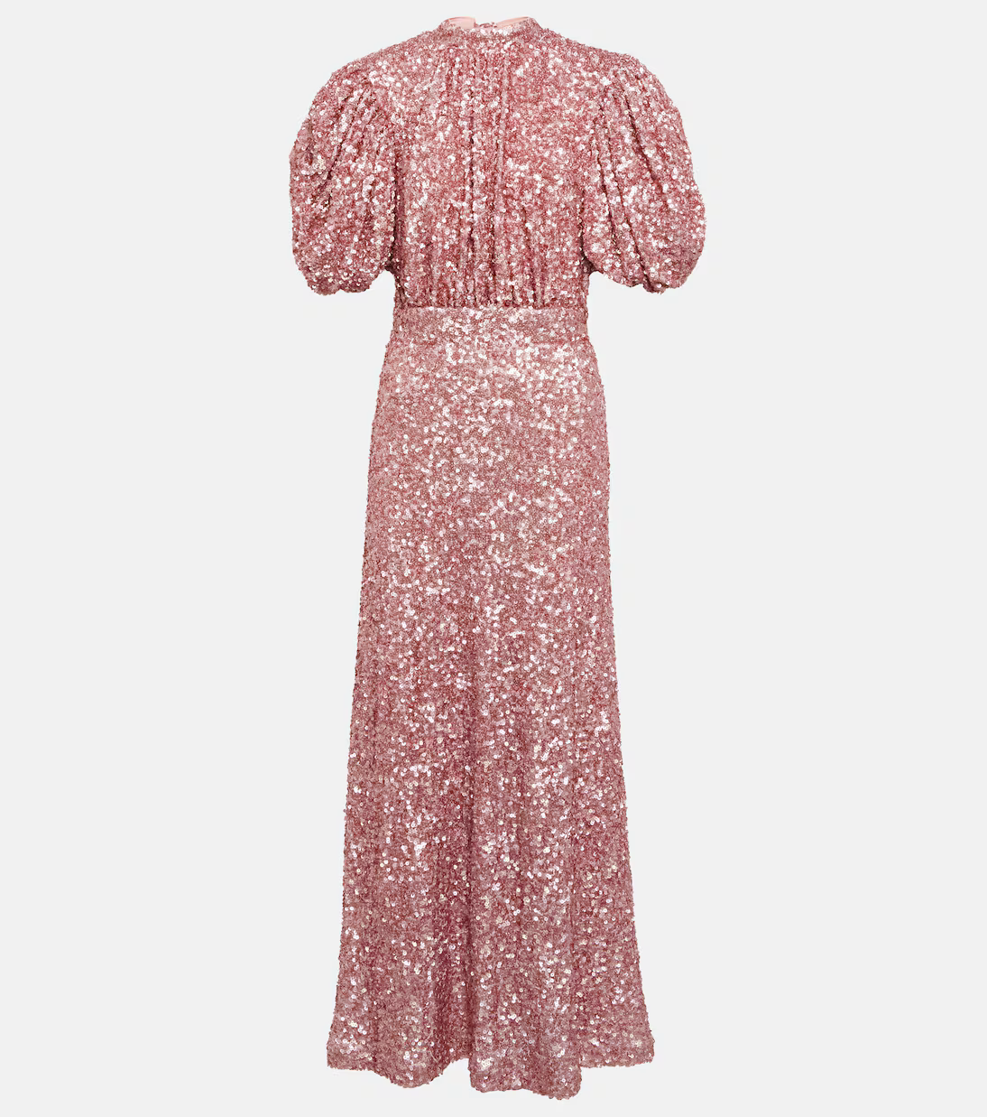 Rotate Sequined Puff-Sleeve Maxi Dress