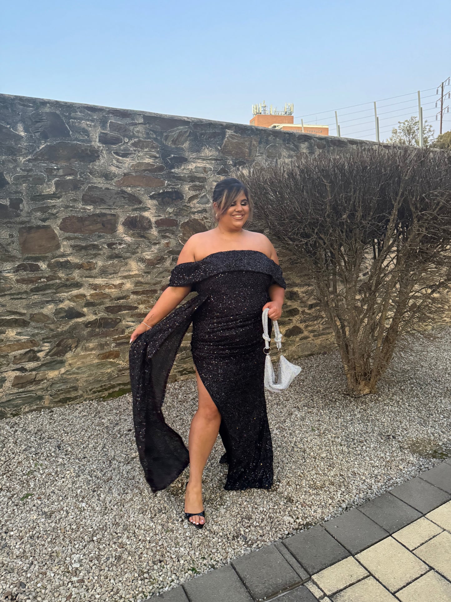 Nastassja Sequin Gown, Black