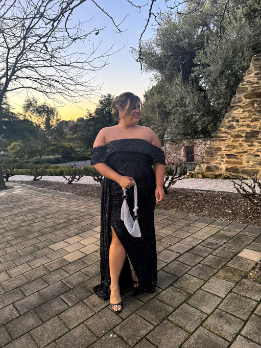 Nastassja Sequin Gown, Black