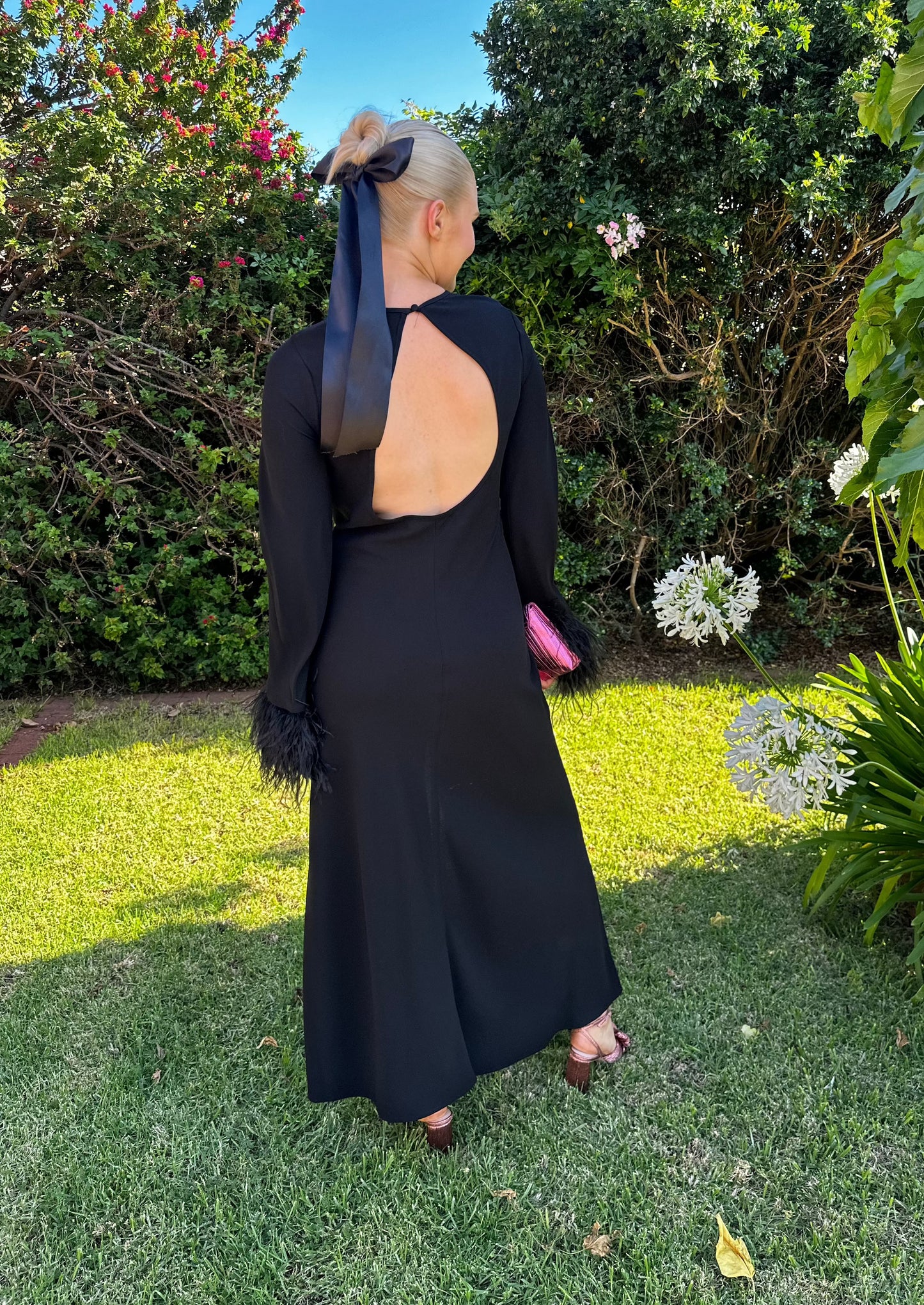By Johnny Miranda Feather Cuffed Dress