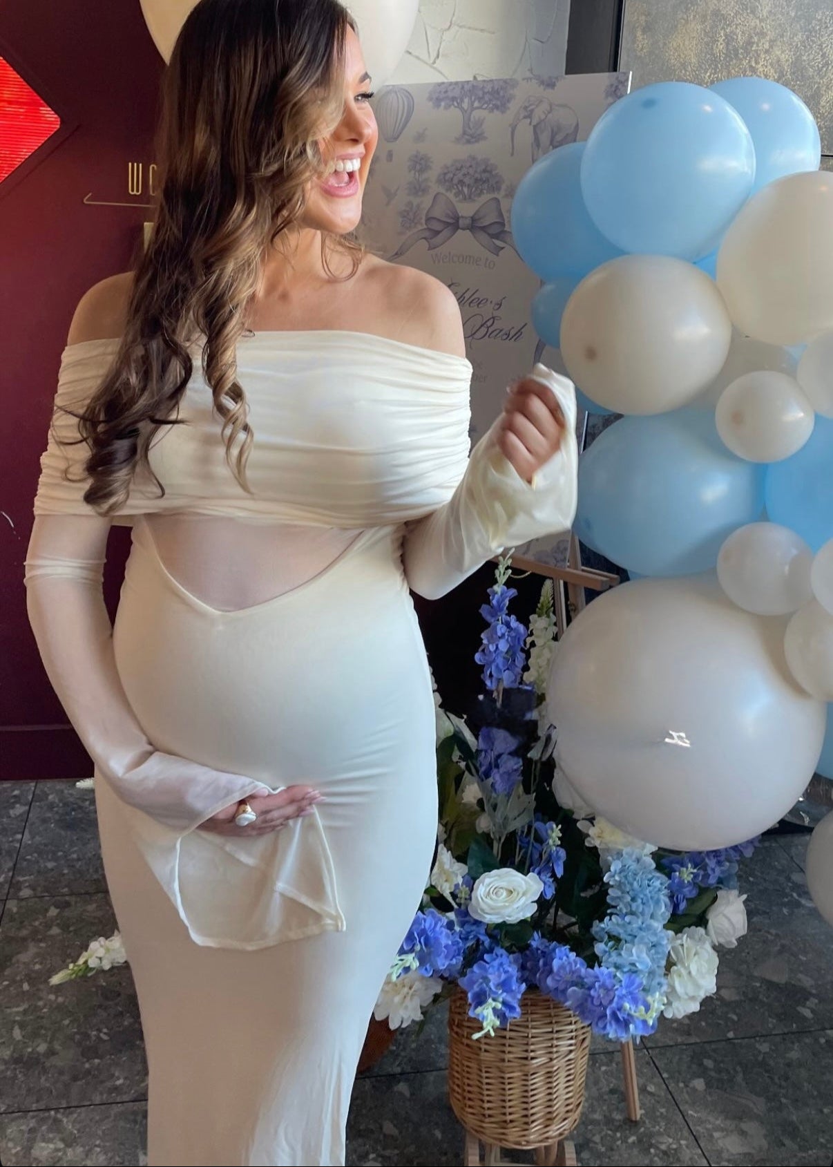 Kaitlin mesh maxi dress, Ivory
