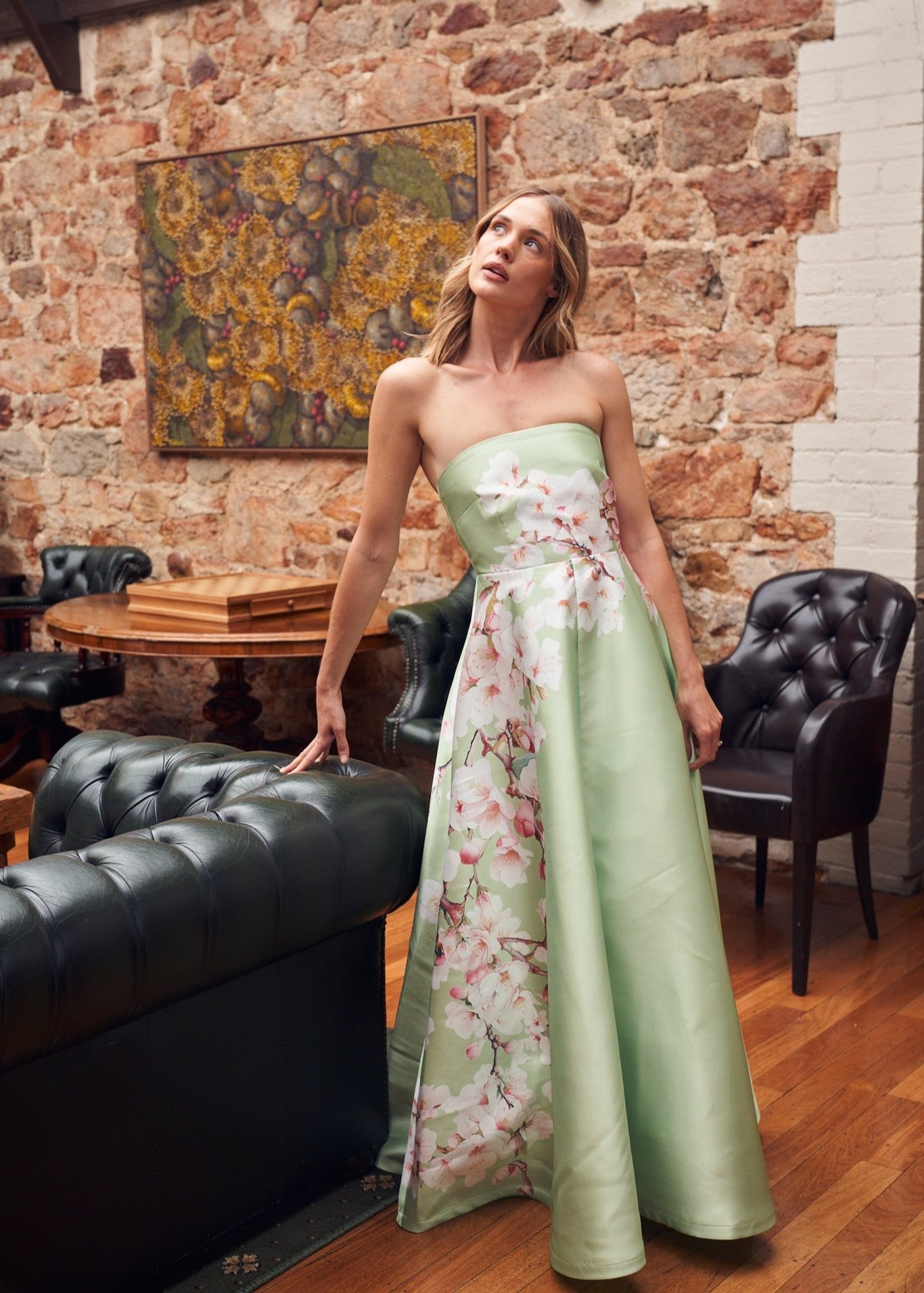 Aston Studio Audrey Dress in Paradise Blossom, Green Plus One Dress Hire Aston Studio Audrey Dress in Paradise Blossom, Green Plus One Dress Hire