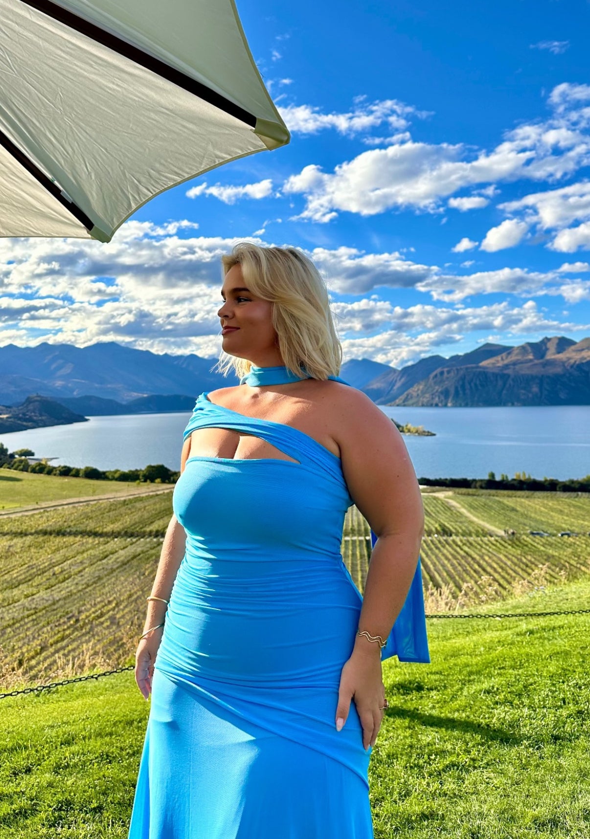 By Nicola Fiesta Off Shoulder Maxi Dress In Bleu