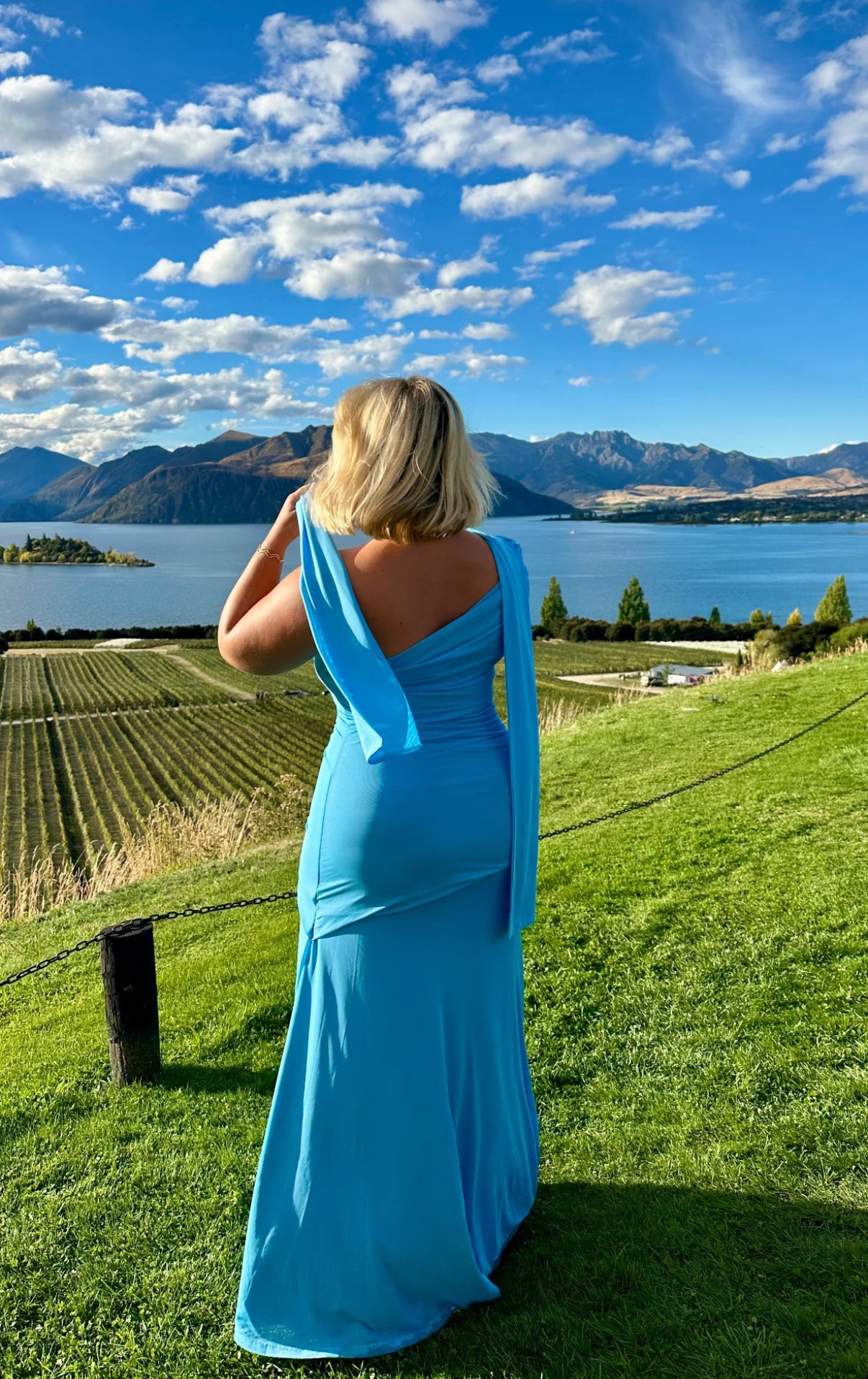 By Nicola Fiesta Off Shoulder Maxi Dress In Bleu