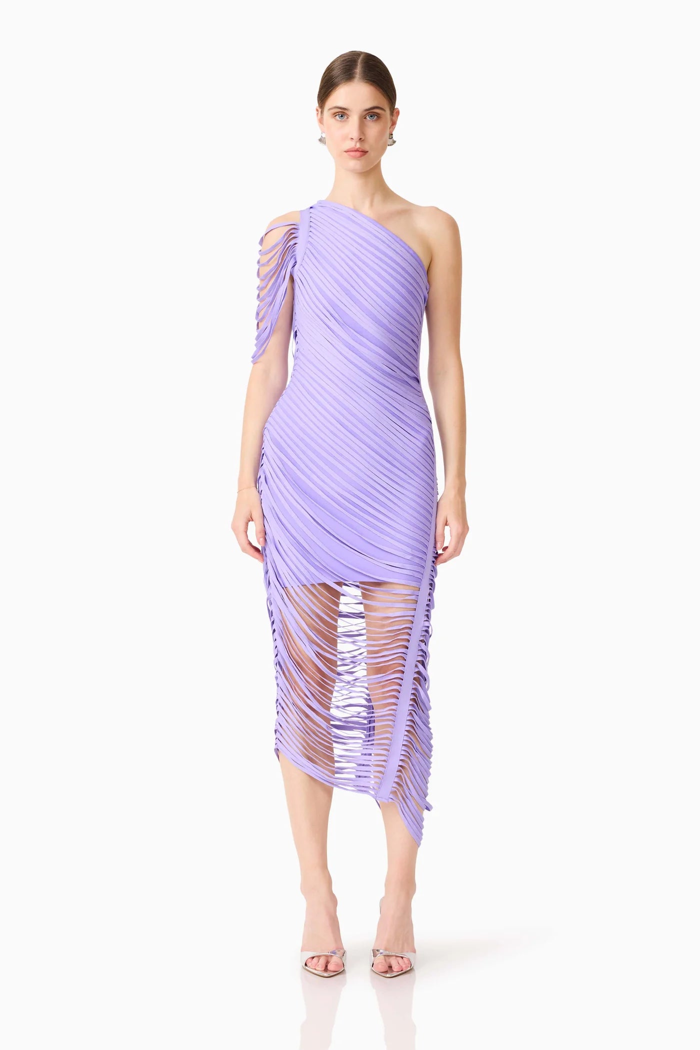 Alya Asymmetrical Midi Dress in Purple