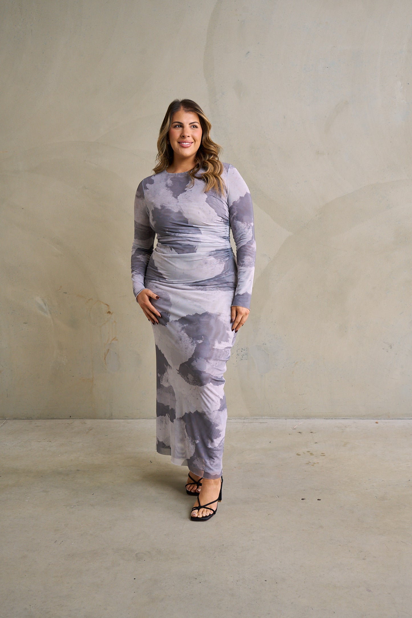 Scanlan Theodore Mesh Cloud Print Dress, Grey