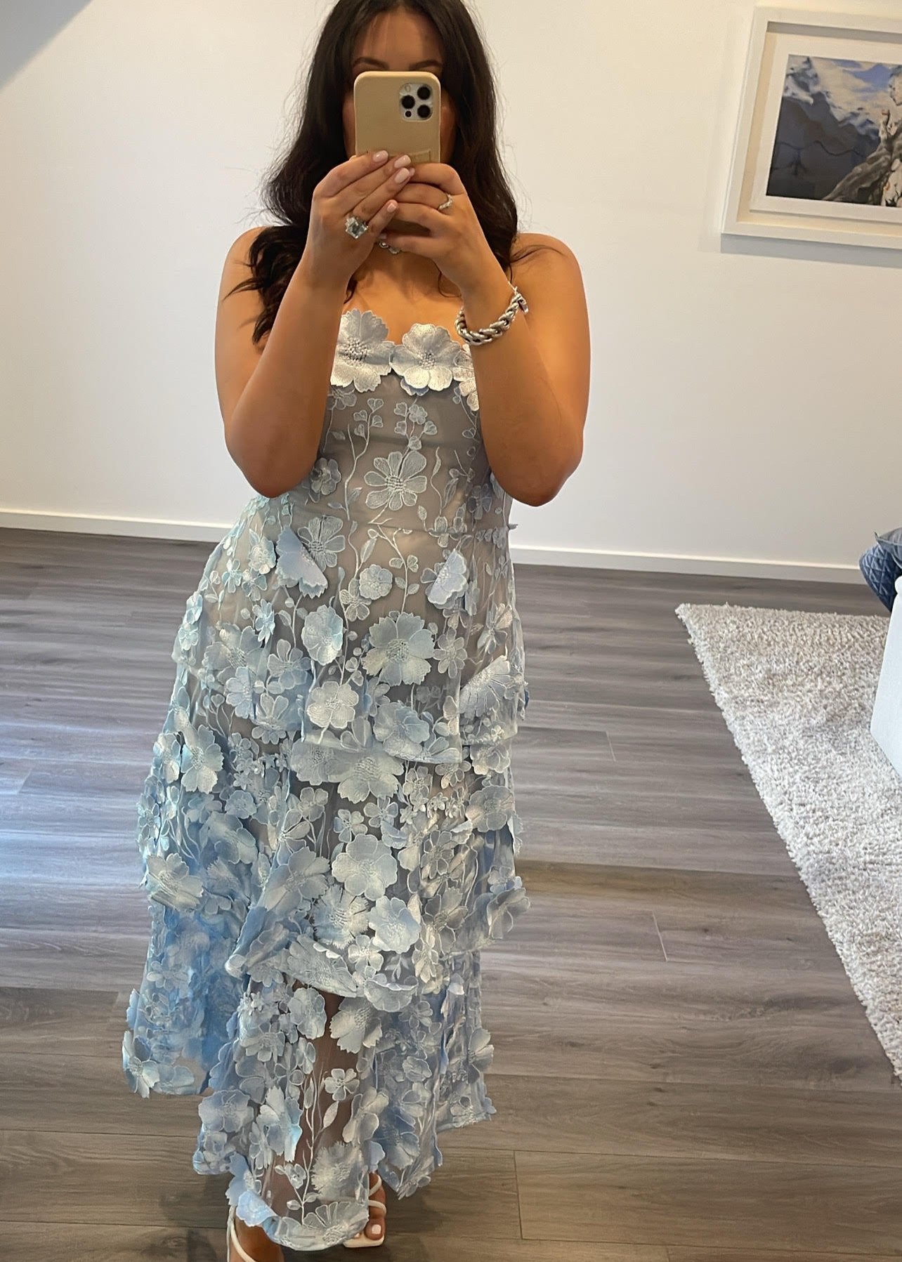 Elliatt Selene Maxi Tiered 3D Dress, Blue