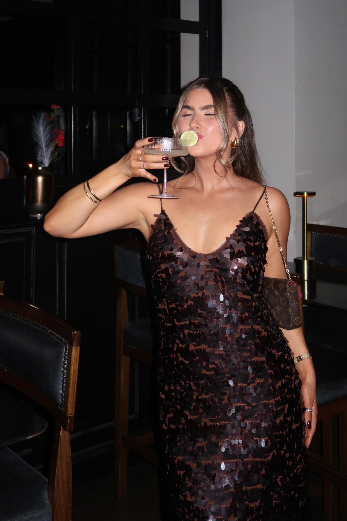 Alemais Geanie Sequin Gown, Brown