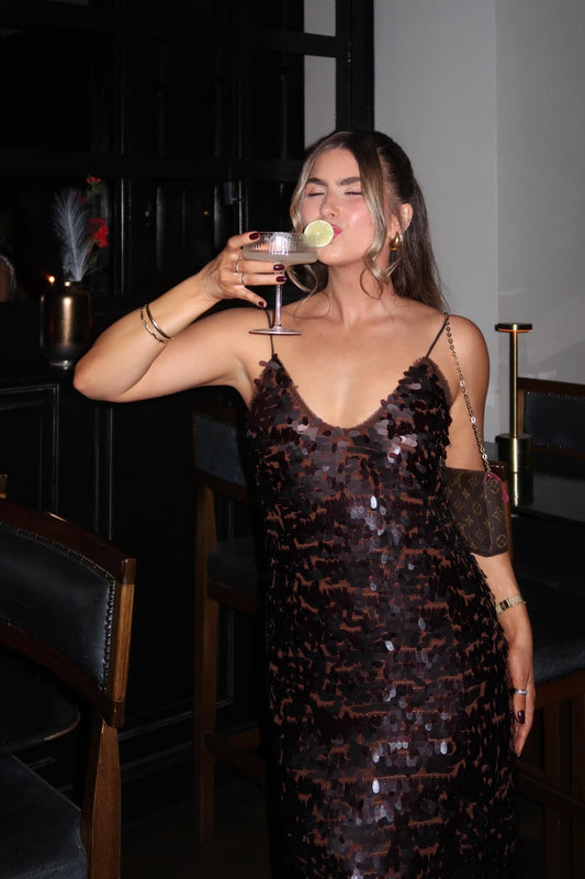 Alemais Geanie Sequin Gown, Brown