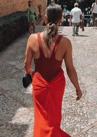 Bianca Spender Vermillion Crepe Spheres Dress
