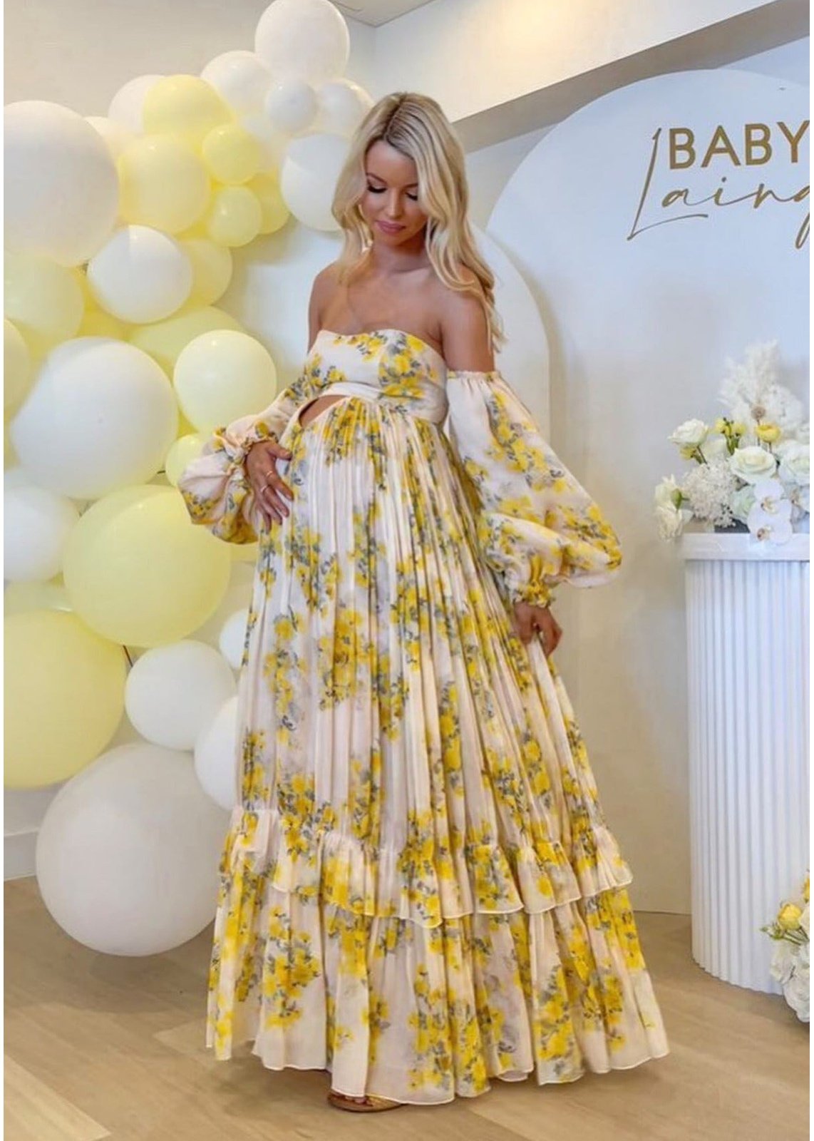 Yellow and white maxi on sale dress