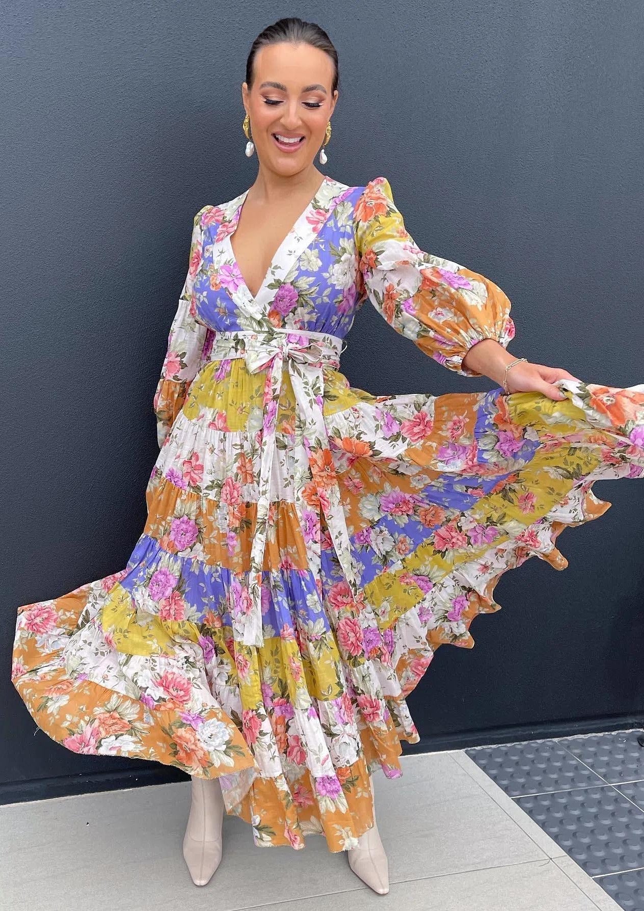 Zimmermann Pattie Wrap Midi Dress, Rainbow