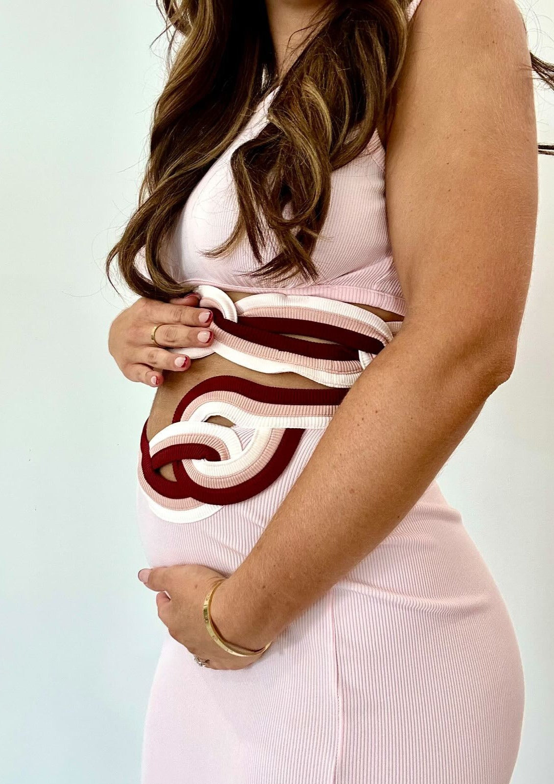 Christopher Esber Pink Ribbed Cut Out Set