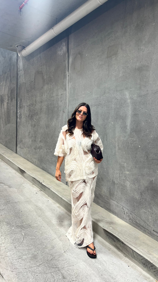 Delmare Top & Skirt,  Ivory