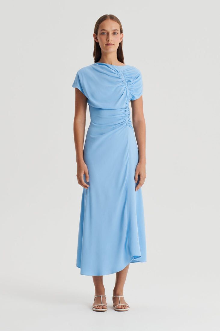 Scanlan Theodore Gathered Drape Midi Dress