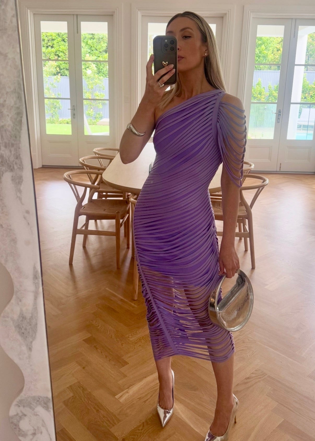 Alya Asymmetrical Midi Dress in Purple