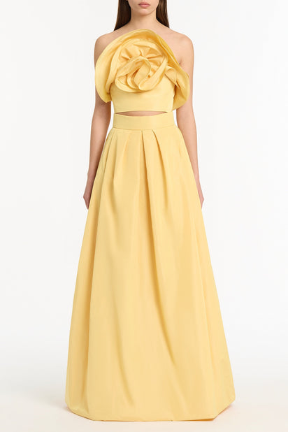 Pollen taffeta maxi skirt & flower top