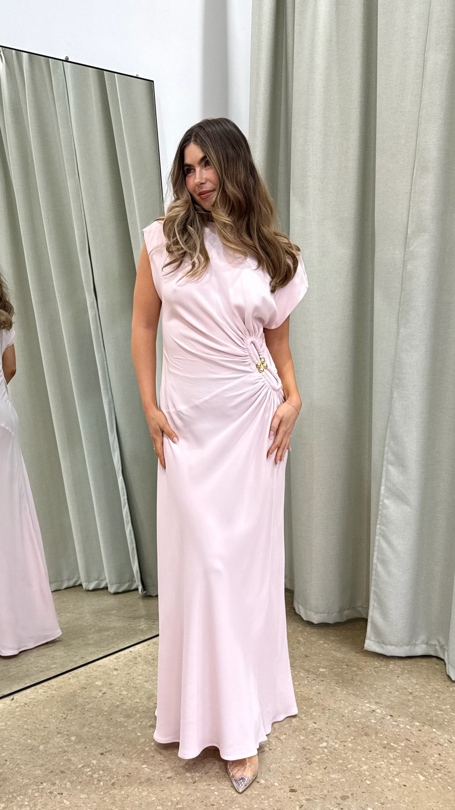 white and gold dress blue and black original Scanlan Theodore Turban Ring Dress, Pink – Plus One Dress Hire