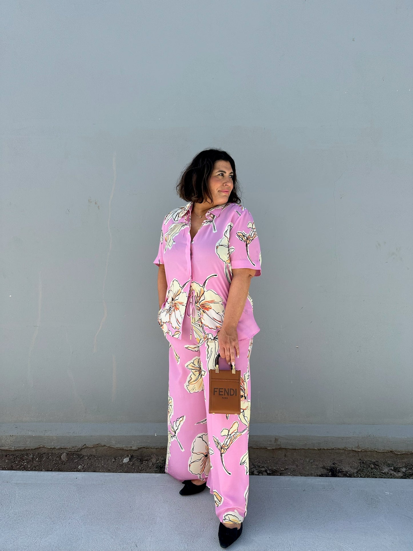 Mirella Silk Shirt and Pant, Pink floral