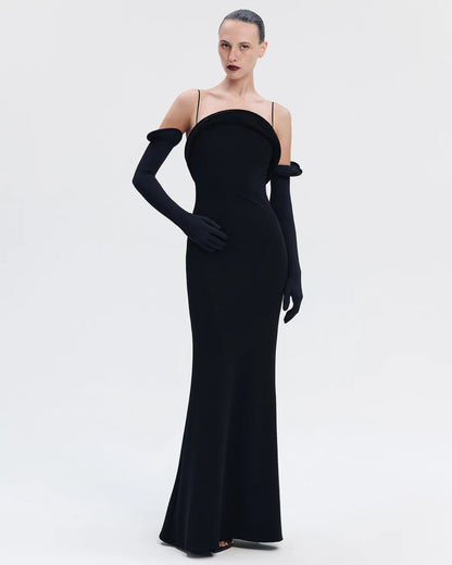 Tailored Stretch-Fit Maxi Dress, Black