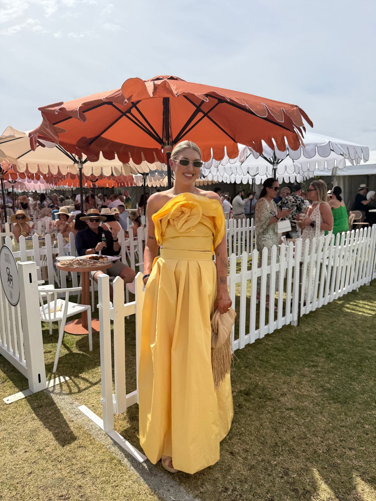 Pollen taffeta maxi skirt & flower top