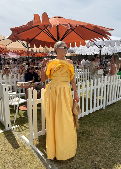 Pollen taffeta maxi skirt & flower top