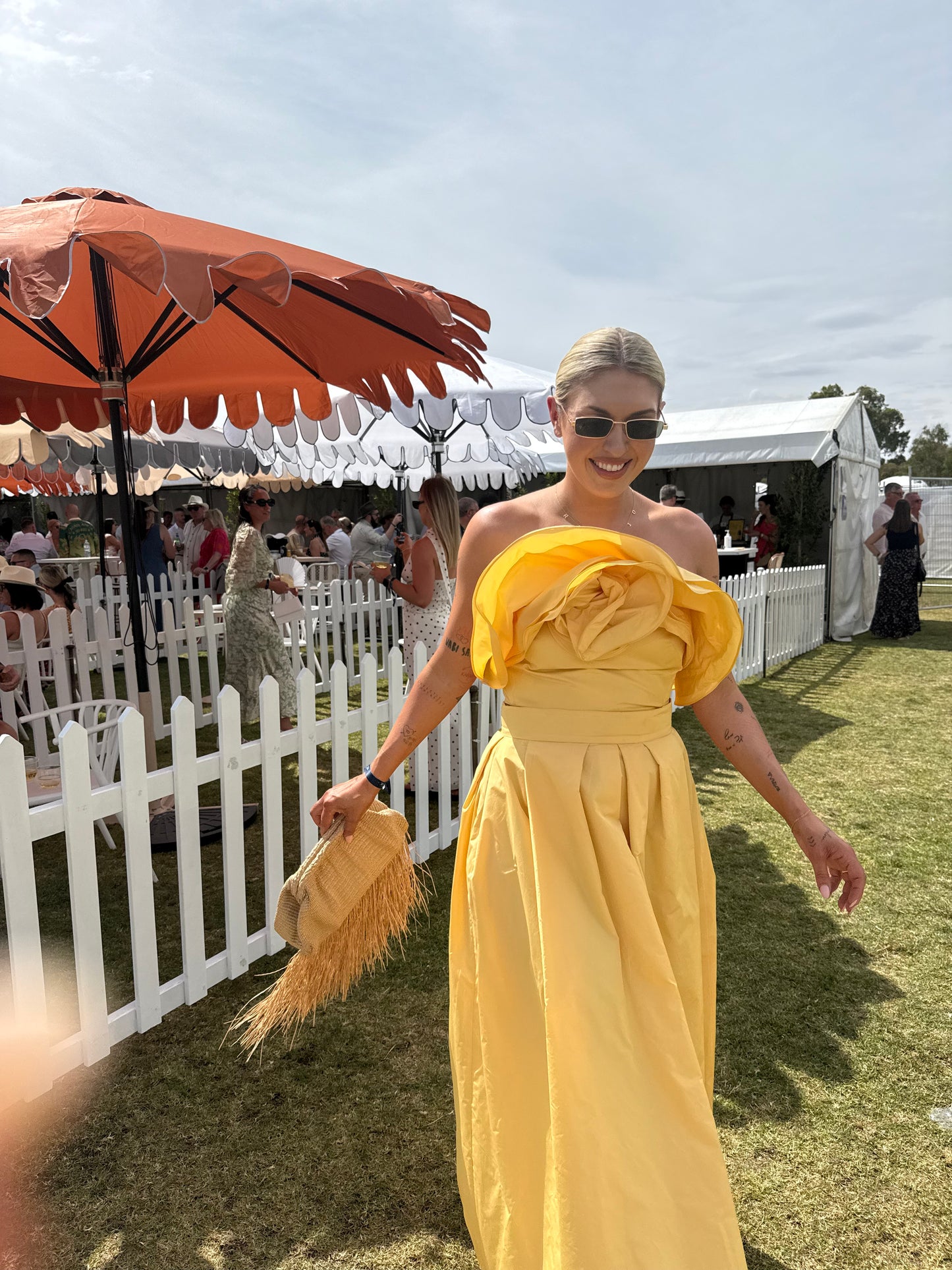 Pollen taffeta maxi skirt & flower top