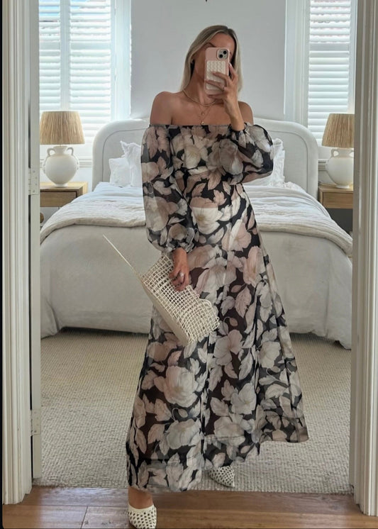 By Nicola Eden Maxi Dress in Noir Bloom